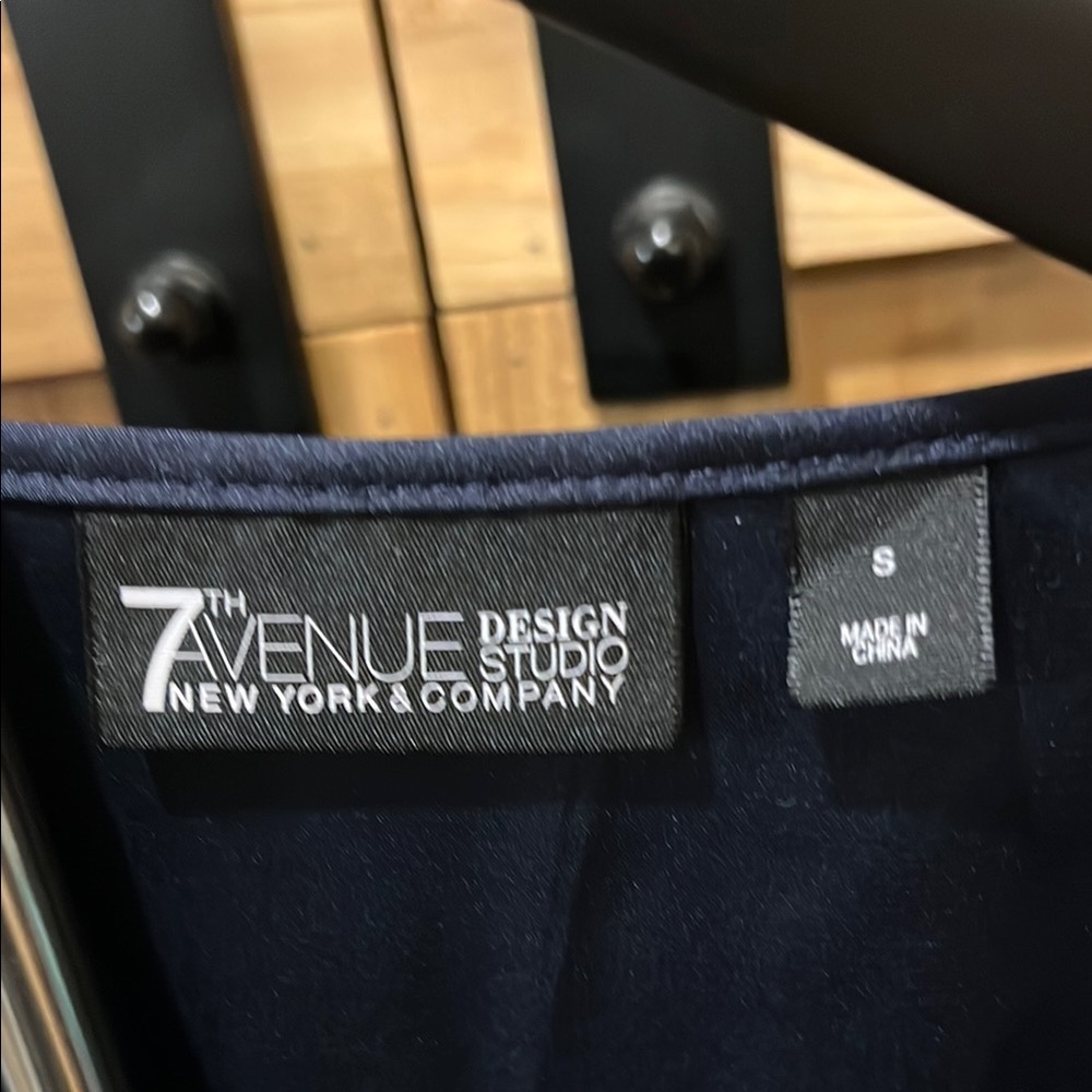 7th Avenue Design Studio by NY&Co Midnight Blue Wrap Blouse - Picture 2 of 9